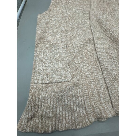 loft Sleeveless Beige Open Front Knit Cardigan With Pockets Women Size S READ - Picture 5 of 11